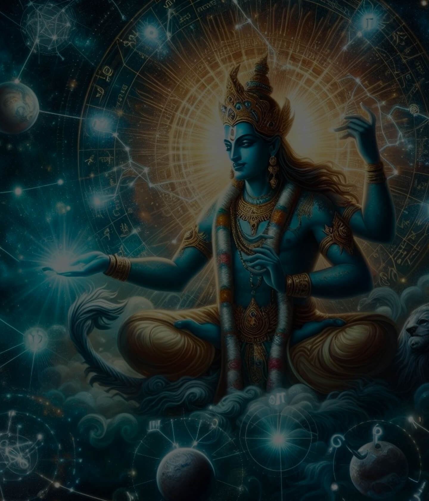 天体を背景にした神様のイラスト